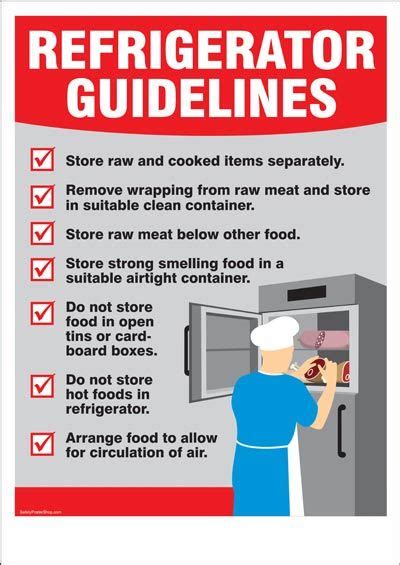 Refrigerator Guidelines | Food safety posters, Food safety, Food safety tips