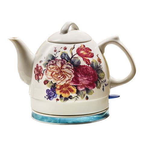 English Garden Electric Tea Kettle - White Ceramic with Floral Rose Print- 34 oz | eBay