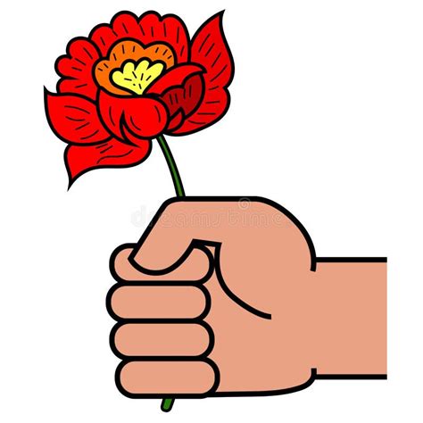 Man Holding In Hand Red Rose. Stock Vector - Illustration of cartoon, illustration: 86734430