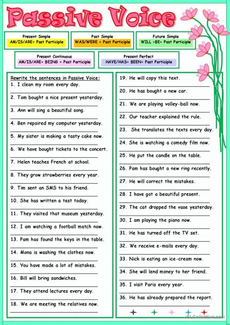 Passive Voice: English ESL worksheets pdf & doc