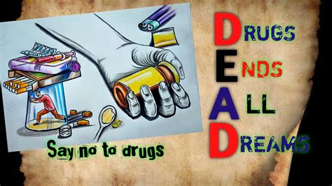 International Day Against Drug Abuse Drawing Stop Drug Day Awareness ...