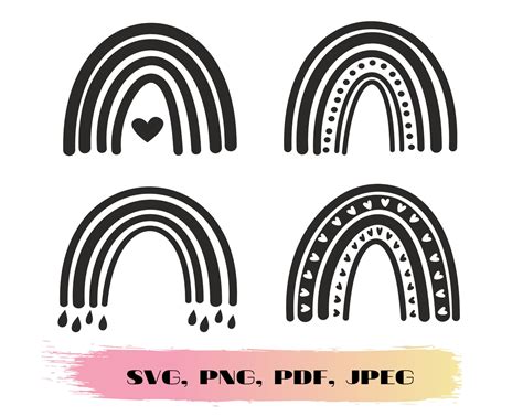 Collage Craft Supplies & Tools Cut File Rainbow SVG Bundle Rainbow Clipart PNG Pastel Rainbow ...