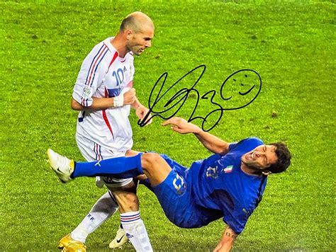 Marco Materazzi Signed “Zidane Headbutt” Photo – National Football Museum Shop