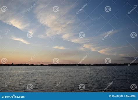 Cloudy Sky Reflection in River Surface Stock Image - Image of evening ...