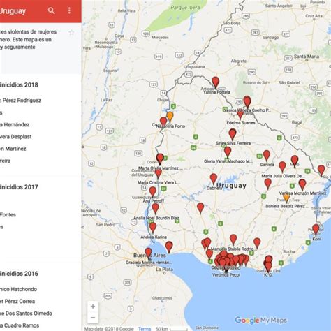 Feminicidio Uruguay, an interactive Google map showing cases of... | Download Scientific Diagram