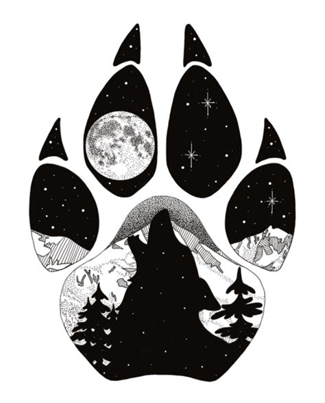 Open Edition Artwork: Howl at the Moon | Wolf paw print, Cool art ...