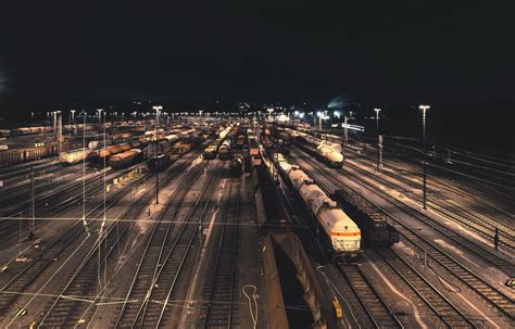 Download Railroad Night Vehicle Train HD Wallpaper