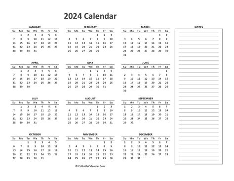 Download Calendar 2024 Printable Free (Word Version)