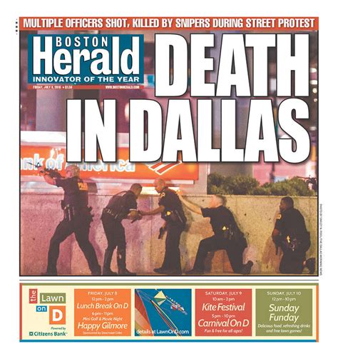 Front pages from newspapers covering the Dallas police shooting that left 5 dead