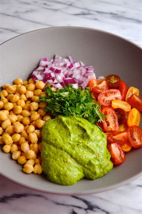 Guacamole Chickpea Salad with Cilantro-Avocado Dressing - Always Order Dessert