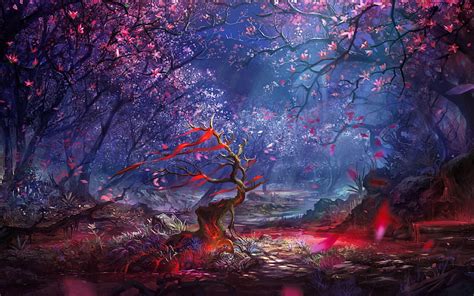 Fantasy forest, fantasy, dark, magic, bonito, enchanted, night, forest, spring, HD wallpaper ...