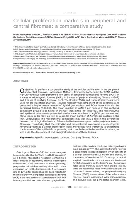 (PDF) Cellular proliferation markers in peripheral and central fibromas: a comparative study ...