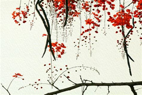 Red Blossom Wallpaper Mural | Hovia UK | Cherry blossom wall art, Mural ...