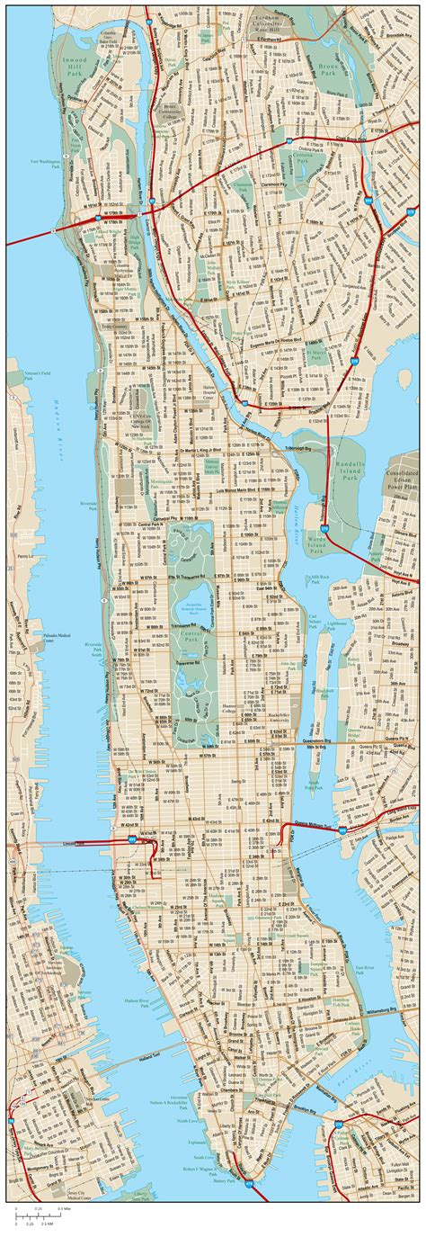 Detailed road map of Manhattan with street names. Manhattan detailed road map with street names ...