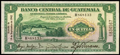 Guatemala 1 Quetzal banknote 1942|World Banknotes & Coins Pictures ...