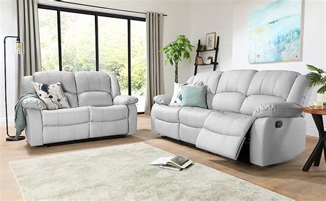 Dakota 3+2 Seater Recliner Sofa Set, Light Grey Classic Faux Leather Only £1099.98 | Furniture ...