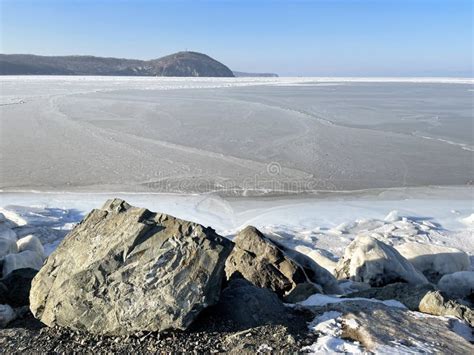 Russia, Vladivostok. Winter View of Elena Island in the Amur Bay of the Sea of Japan Stock Photo ...