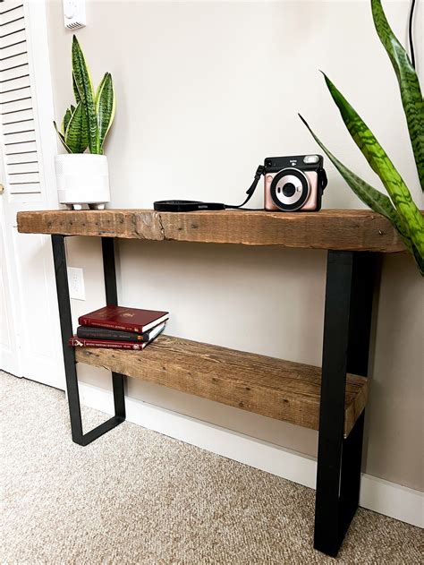 Rustic Reclaimed Wood Console Table With Shelf Hallway Table | Etsy