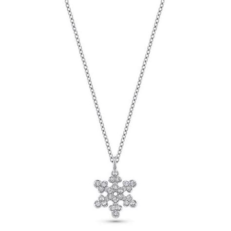 Diamond Snowflake Necklace in 14k White Gold with 24 Diamonds weighing ...