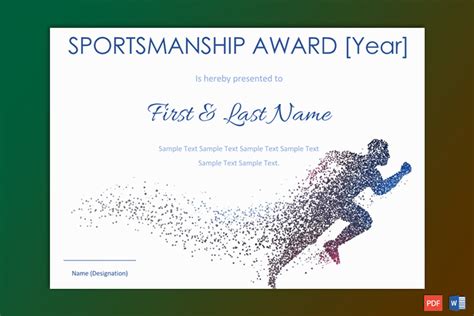 Sportsmanship Award Certificate ( Blue And White Border) - GCT