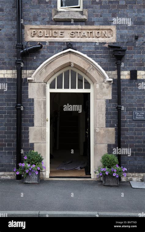 The Old Police Station Entrance, Much Wenlock, Shropshire Stock Photo ...