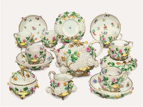 A MEISSEN PORCELAIN SCHNEEBALLEN PART TEA SERVICE , LATE 19TH CENTURY ...