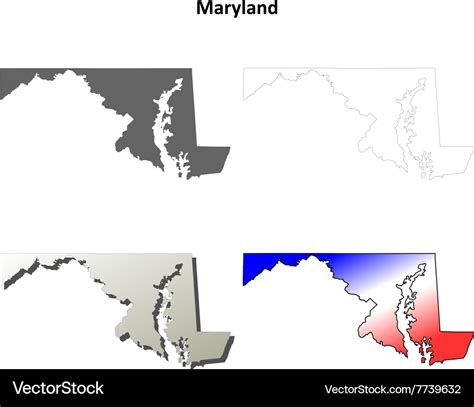 Maryland outline map set Royalty Free Vector Image