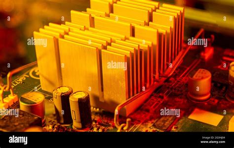 Computer motherboard buses closeup view, technology concept Stock Photo - Alamy