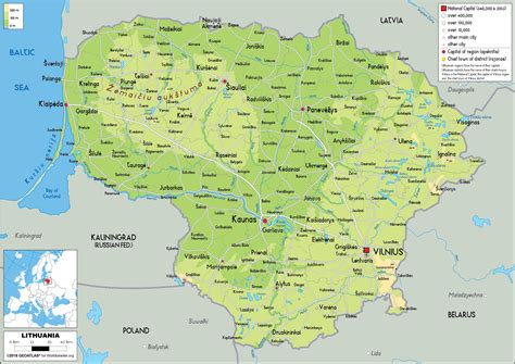 Lithuania Map (Physical) - Worldometer