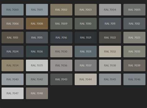 RAL Classic Grey hues | Ral color chart, Ral colours grey, Ral colours