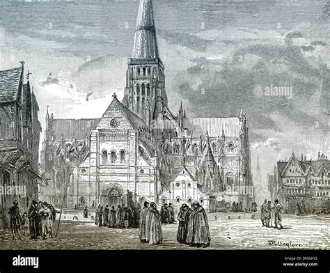 depiction of the 14th Century predecessor of St Paul's Cathedral, a ...