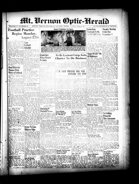 Mt. Vernon Optic-Herald (Mount Vernon, Tex.), Vol. 77, No. 48, Ed. 1 Thursday, August 23, 1951 ...