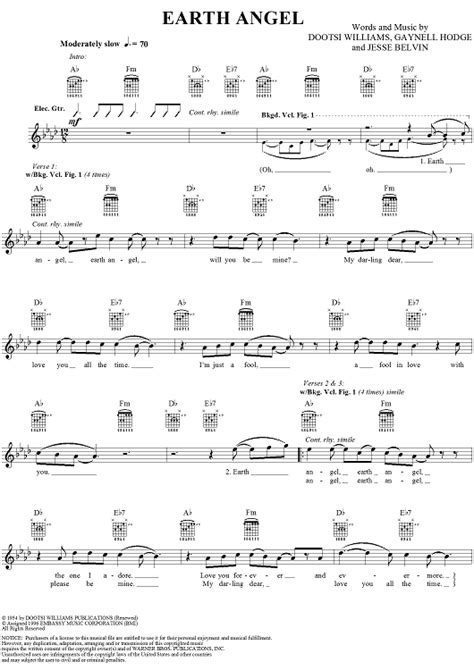 Earth Angel" Sheet Music by The Penguins for Lead Sheet - Sheet Music Now