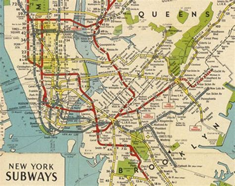 New York City Subway System Map Nyc Subway Map Vintage Map Restored ...