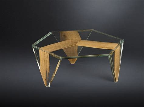 Low hexagonal wood and glass coffee table RUCHE VENEZIA by VGnewtrend ...