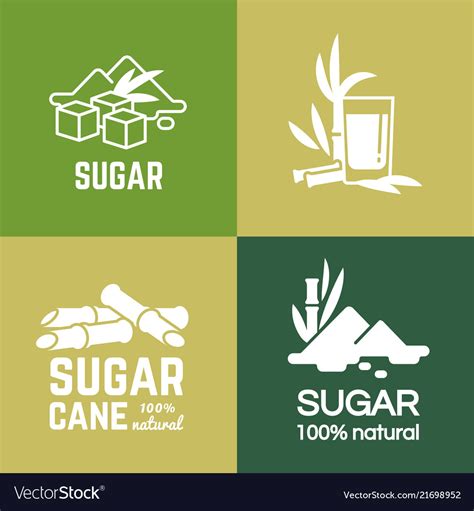 White sugar labels logo design cane Royalty Free Vector