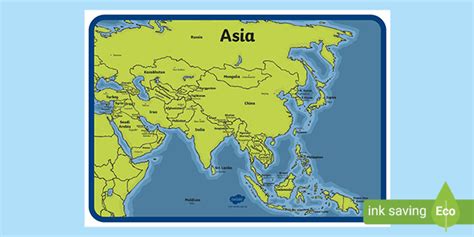 Map of Asia with Names (Teacher-Made)