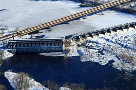 Winter Aerial Hydroelectric Dam Chippewa Falls Wisconsin Stock Photo - Image of chippewa, winter ...