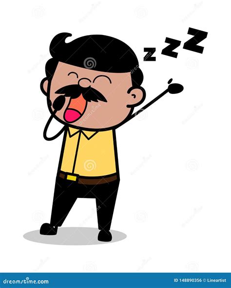 Yawning - Indian Cartoon Man Father Vector Illustration Stock ...