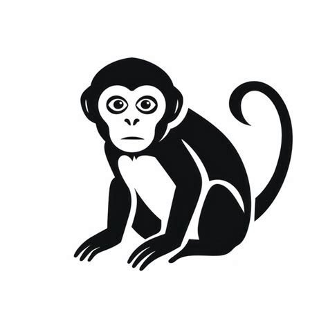 Premium Photo | Monkey icon line art simple design two colors black and white k vinyl decal ...