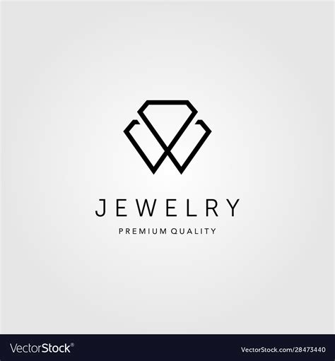 Line art diamond jewelry logo design Royalty Free Vector