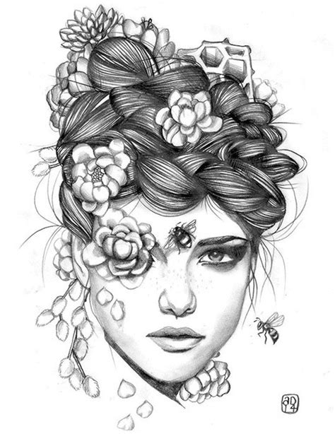 The Keeper by Amy Dowell Queen Bee Woman's Portrait Canvas Art Print | Drawings, Art prints ...