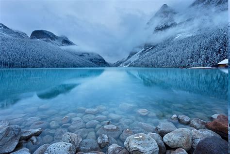 Wallpaper : 1500x1012 px, cabin, forest, lake, landscape, mist, mountain, nature, snow, stones ...