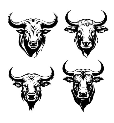 Premium Vector | Bull face logo designs illustration