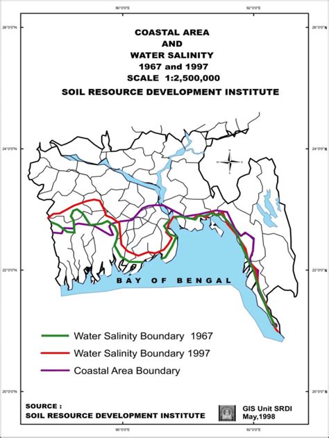 Water-salinity map of Bangladesh. Source Modified from SRDI (1998) | Download Scientific Diagram