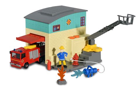 Buy Dickie Toys Fireman Sam Station Fire Station Playset Garage with Opening Gate and Launch ...