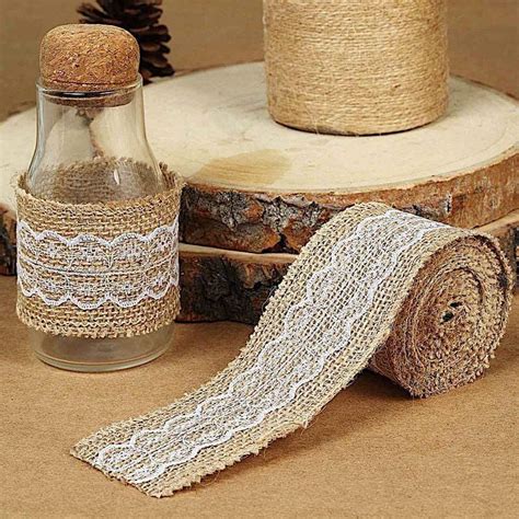 16 feet Natural Burlap Ribbon with Lace DIY Craft Decorations – Balsa ...