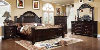 Syracuse Dark Walnut Poster Bedroom Set from Furniture of America (CM7129Q-BED) | Coleman Furniture