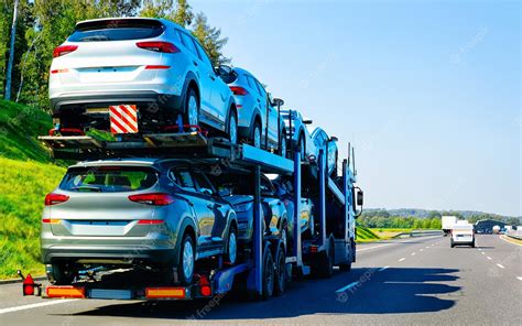 Premium Photo | Cars carrier truck in road or highway of Poland. Lorry ...