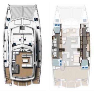 Leopard 58 3 cabin owner's version layout and deck plan. | Yacht design, Catamaran, Boat design